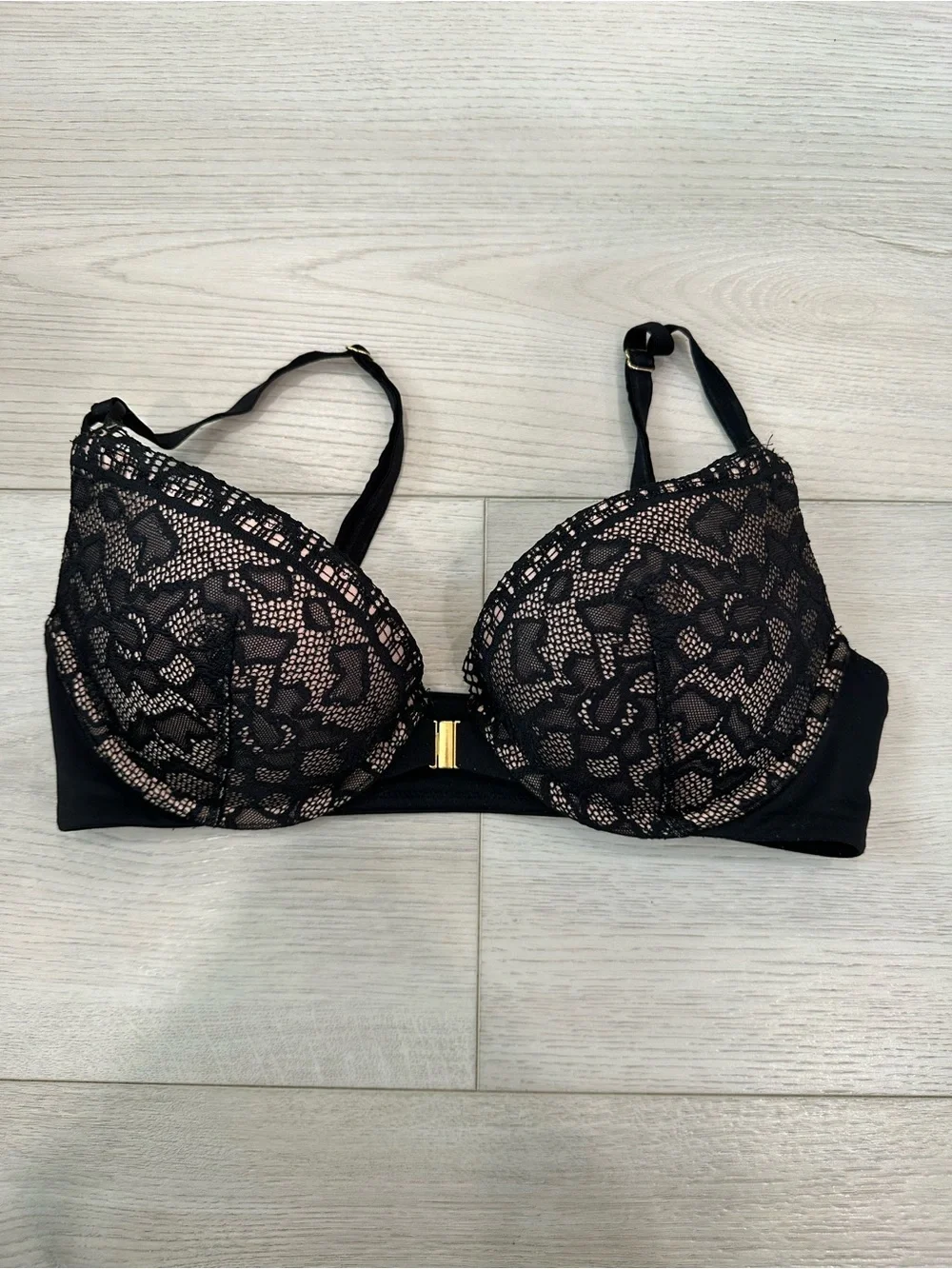 Soma Black Lace Push Up Bra 32C Y2K Romantic Lingerie